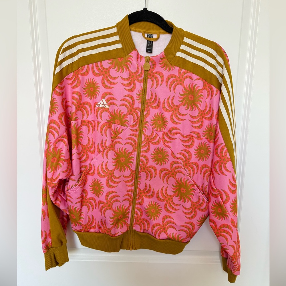 Adidas Women's Pink and Gold Jacket